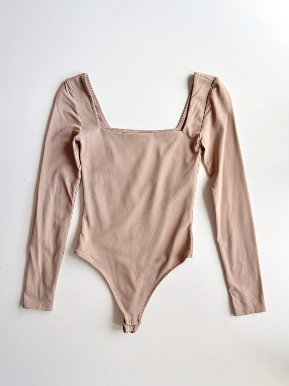 Aritzia BABATON Contour Nude Jersey Square Neck Long Sleeve Bodysuit, Size XS